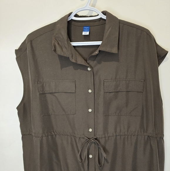 Old Navy Maternity Dolman Sleeve Utility Midi Dress size L black and green - Picture 6 of 10